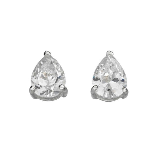 Silver And Cubic Zirconia Teardrop Stud Earrings