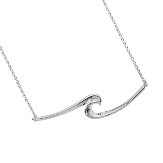 Silver single wave necklace