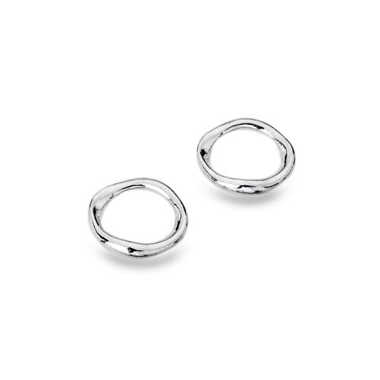 silver open circle stud earrings