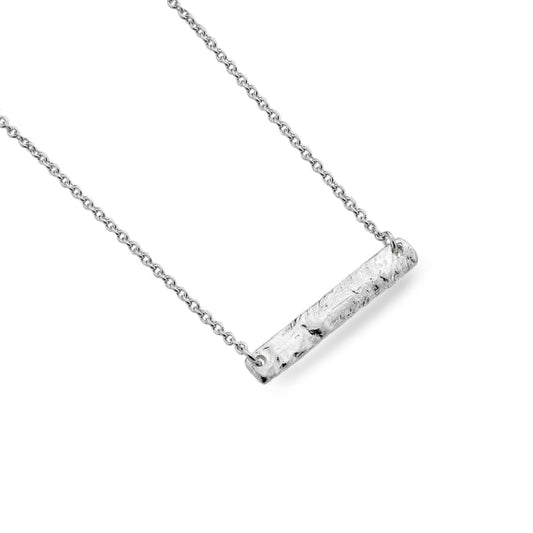 silver textured bar style necklet