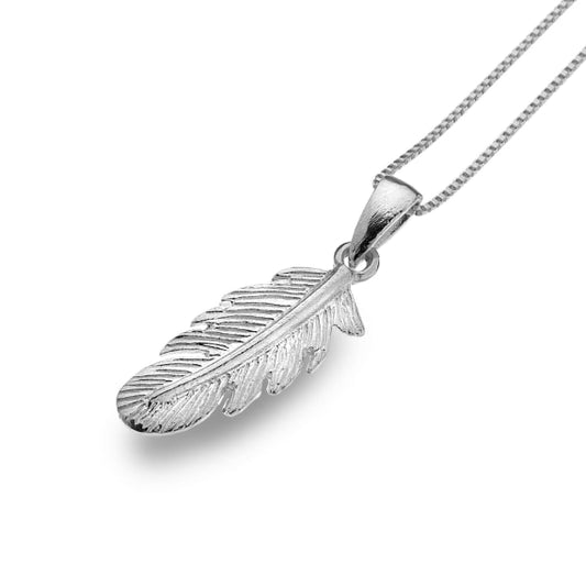 silver small feather pendant