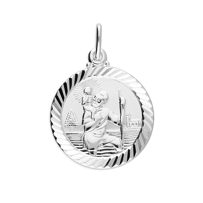 Silver St Christopher double-sided pendant.