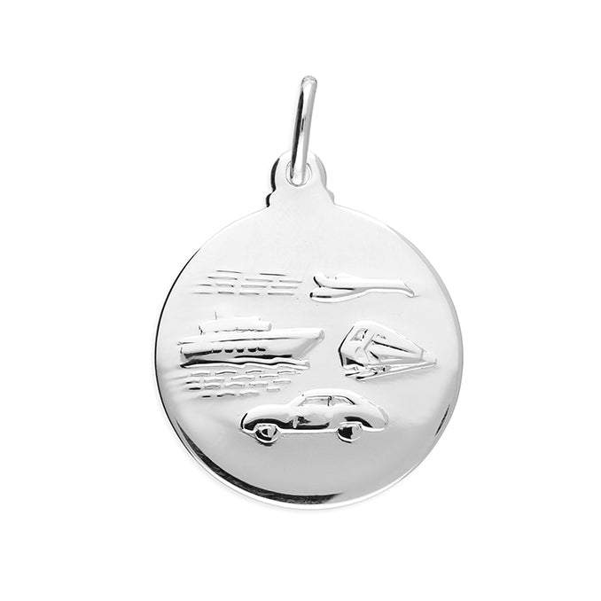 Silver St Christopher double-sided pendant.