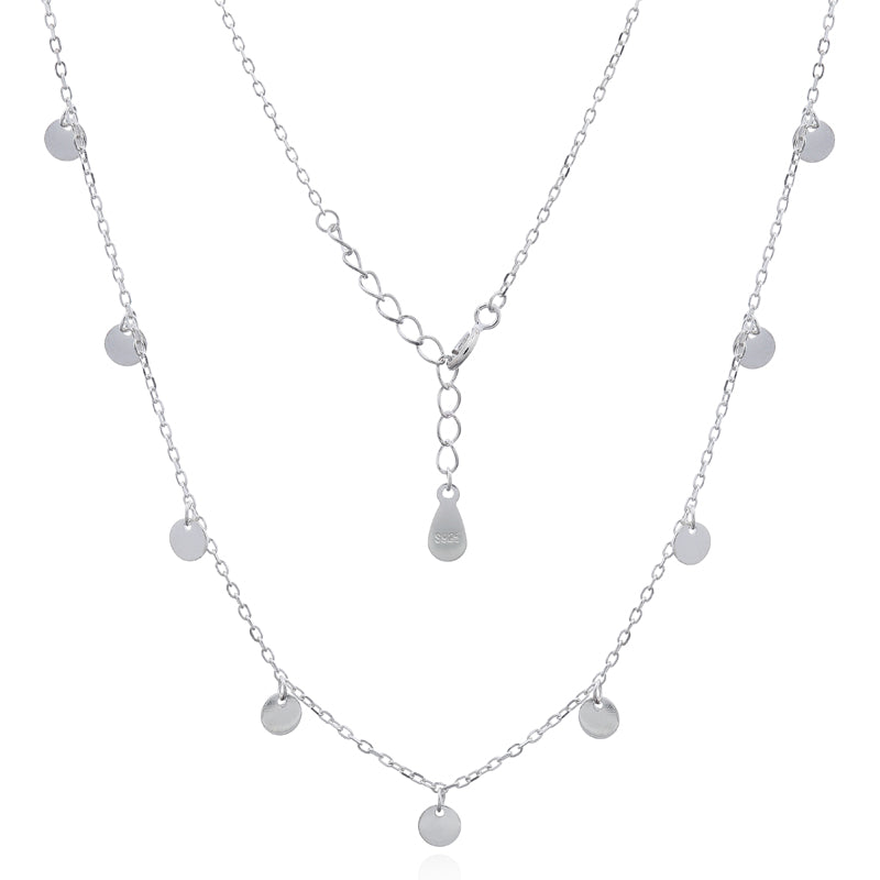 Silver Drop Circles Necklace