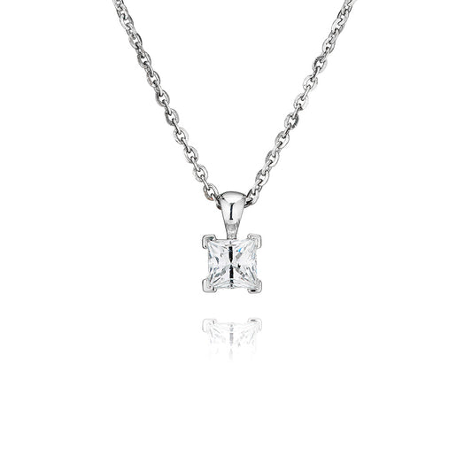 silver and cubic zirconia square pendant 0.90ct