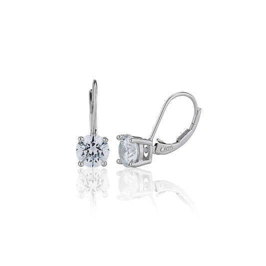 silver and swarovski crystal drop earrings with a safety wire 2ct