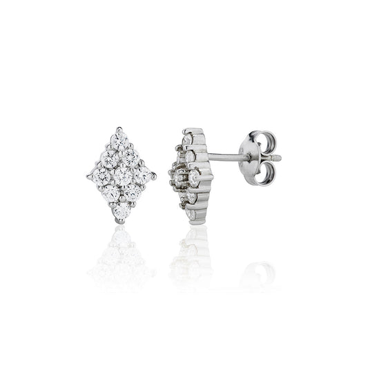 silver and cubic zirconia kite shaped stud earrings  0.80ct