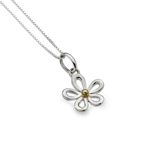 silver and brass daisy pendant