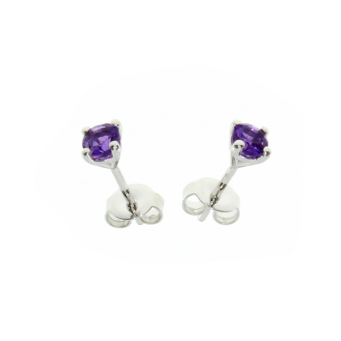 Silver and Amethyst small stud earrings
