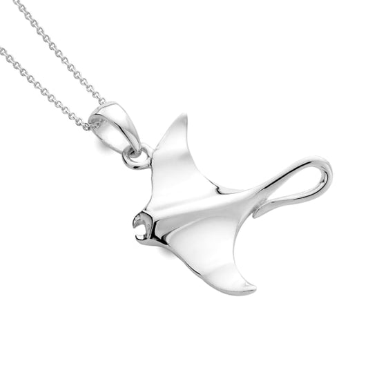 silver manta ray pendant