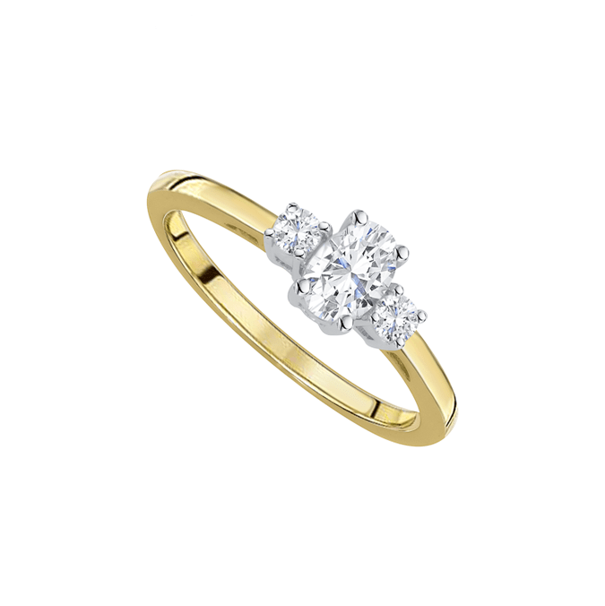 9ct Gold, 3 stone Cubic Zirconia Ring