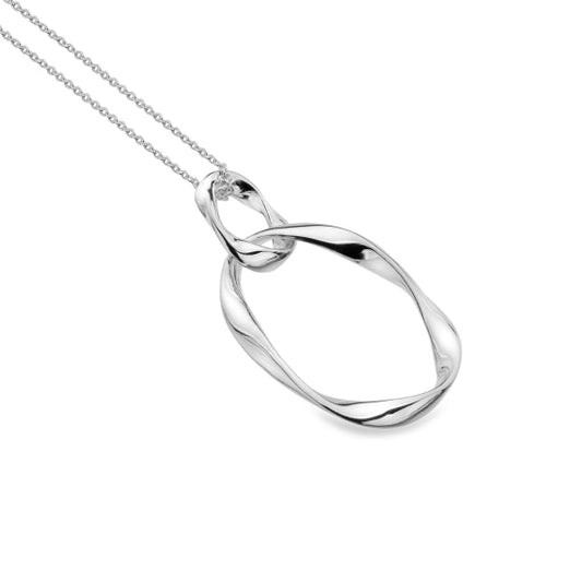 silver twisted interlocking oval pendant