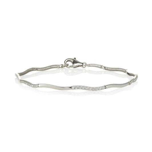 silver and swarovski crystal curvy bracelet (0.30ct)