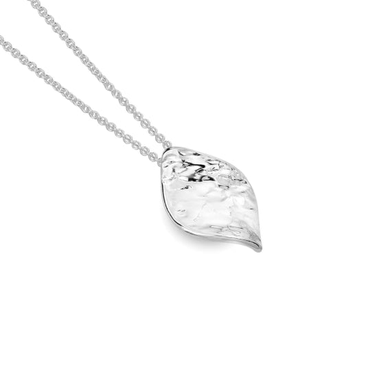 silver hammered twisted marquise pendant