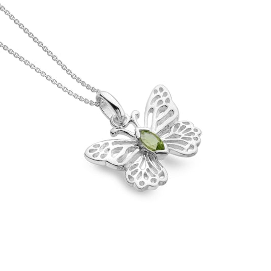 silver and peridot butterfly pendant