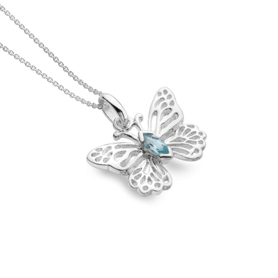 silver and blue topaz butterfly pendant