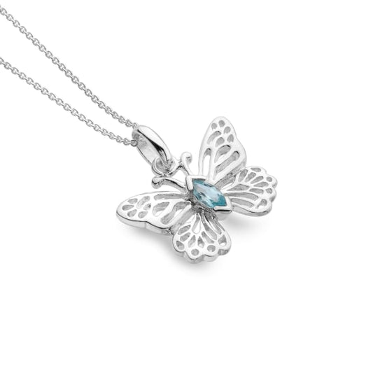 silver and blue topaz butterfly pendant