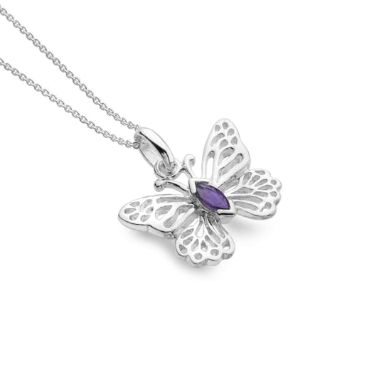 silver and amethyst butterfly pendant