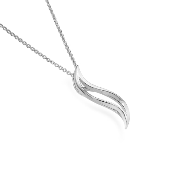 silver open cut wave pendant