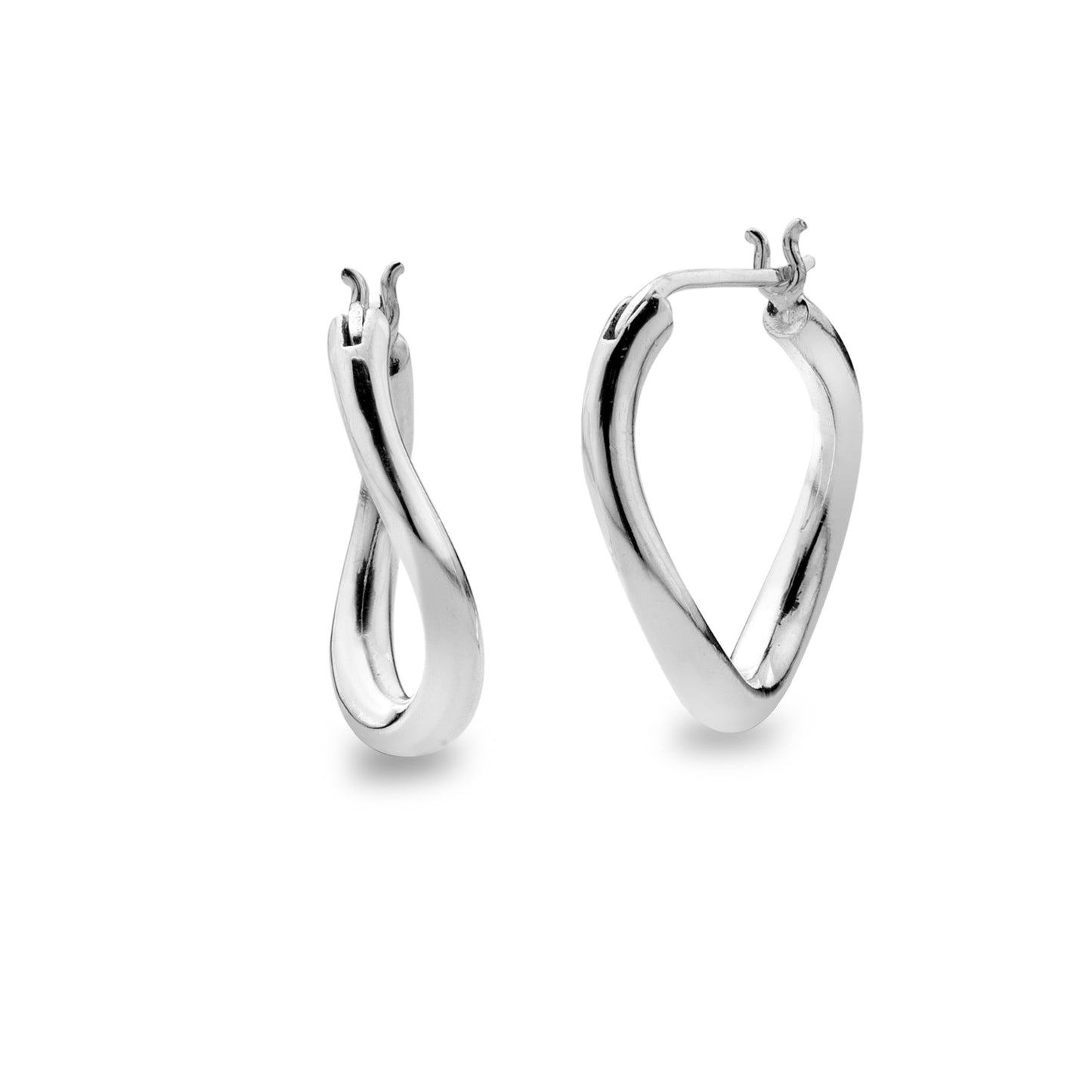 Silver tapered twist hoop earrings