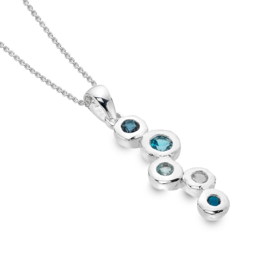 silver and topaz cascading multi coloured pendant