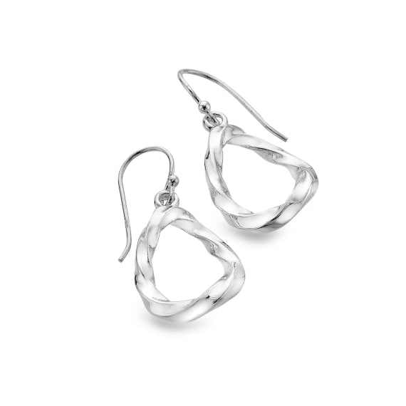 silver twisted triangular drop earrings