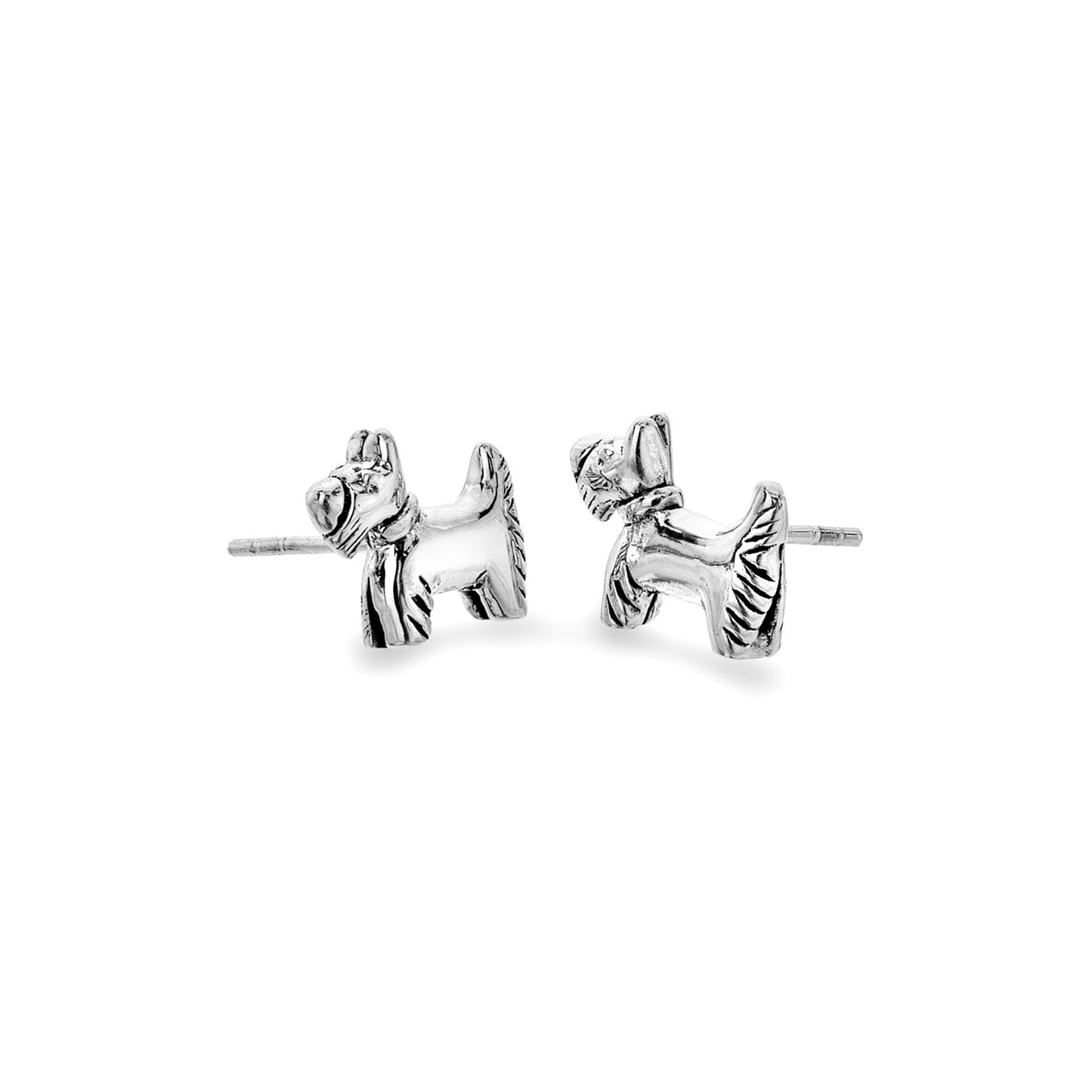 Silver scotty dog stud earrings