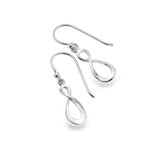 silver figure of eight small drop earrings