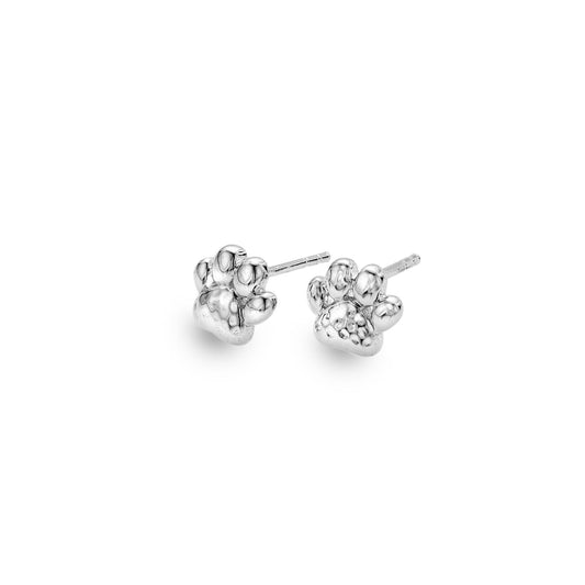 silver dog paw stud earrings