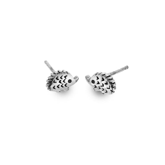 silver hedgehog stud earrings