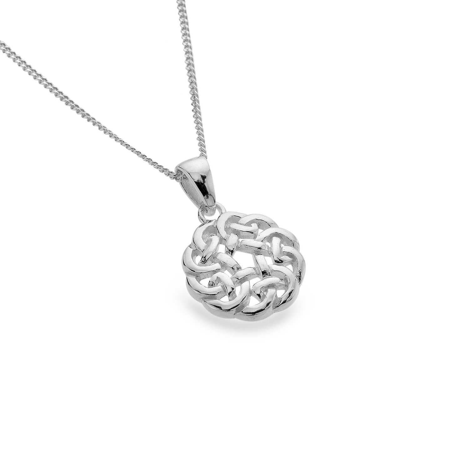 silver round celtic knot pendant