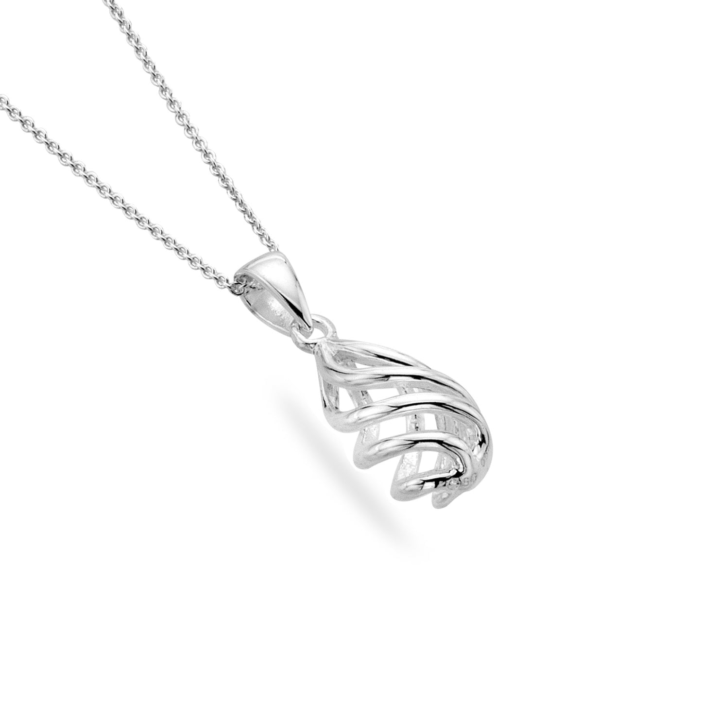 silver teardrop open twist pendant