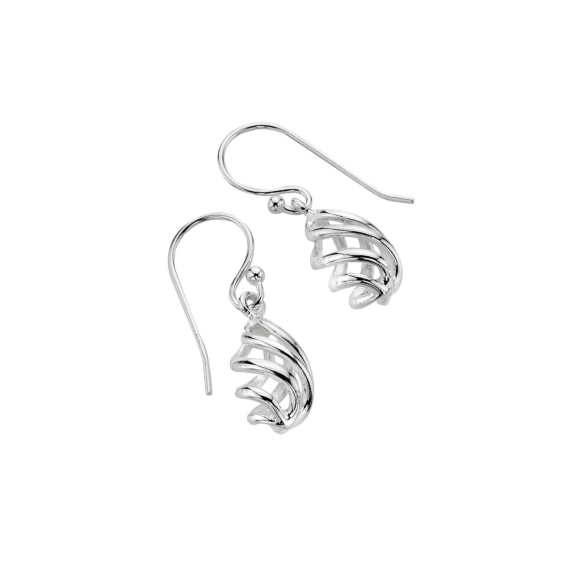 silver teardrop spiral drop earrings