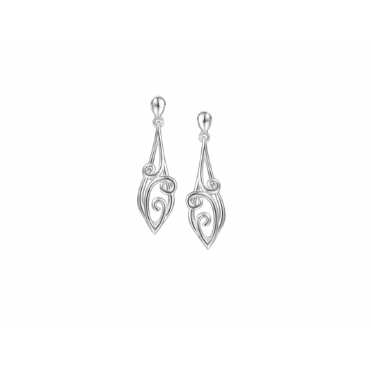 Silver Waves pattern drop earrings