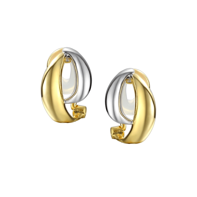 Silver clip on earrings with yellow gold detail