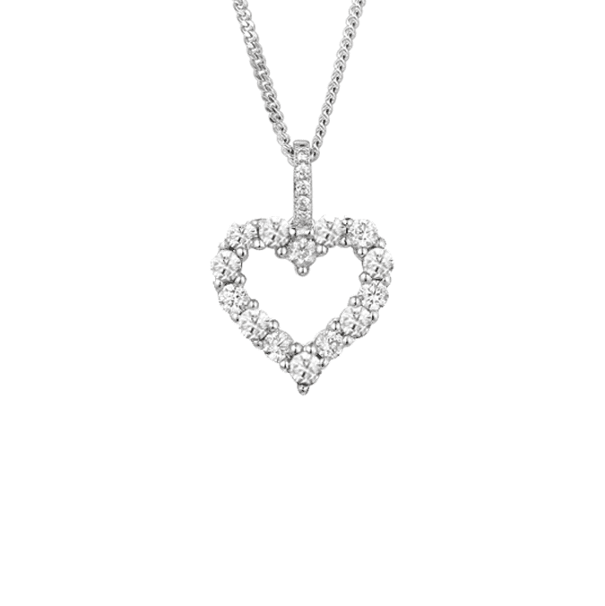 Silver and cubic zirconia open heart pendant