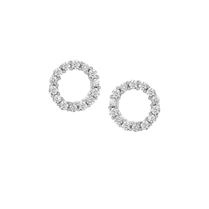 Silver and cubic zirconia circle stud earrings