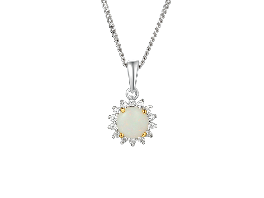 Silver, Opal and Cubic Zirconia pendant