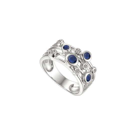 Silver, Sapphire & Cubic Zirconia ring