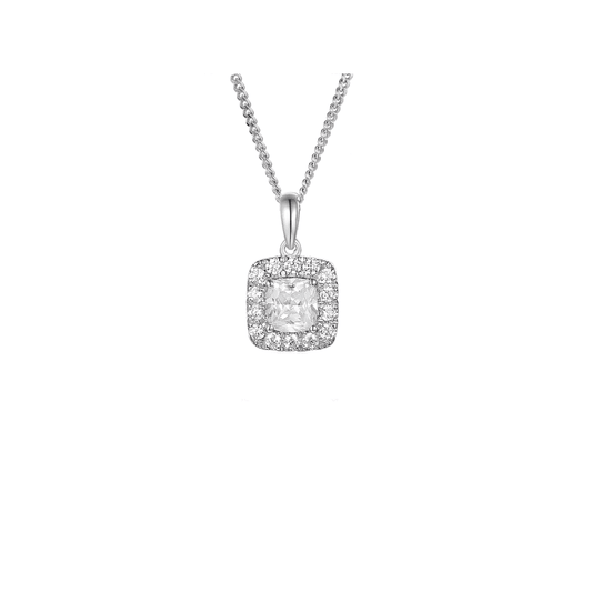 silver and cubic zirconia square cluster pendant