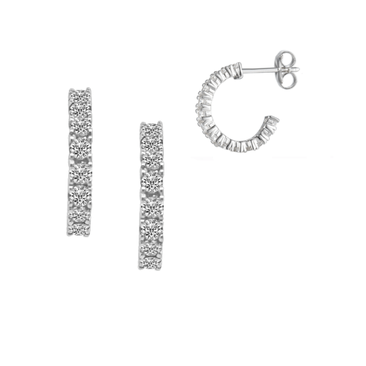 Silver and cubic zirconia hoop earrings