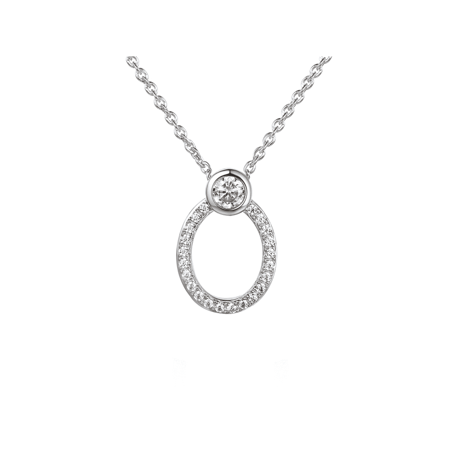 silver and cubic zirconia small oval necklace