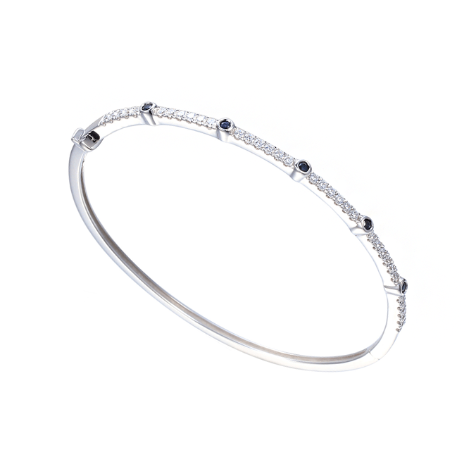 Silver, Sapphire and Cubic Zirconia bangle