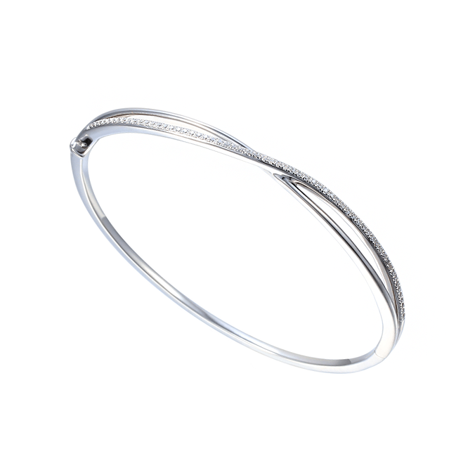 Silver and cubic zirconia bangle