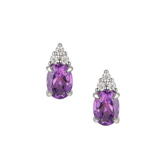 Silver, amethyst and cubic zirconia stud earrings