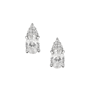 Silver and cubic zirconia claw set stud earrings