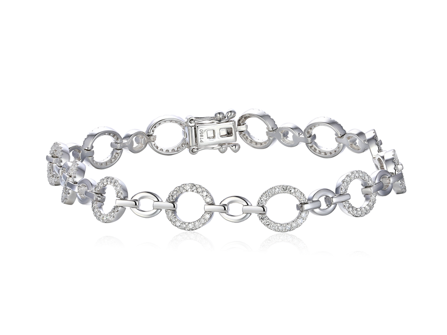 Silver and Cubic Zirconia round link bracelet