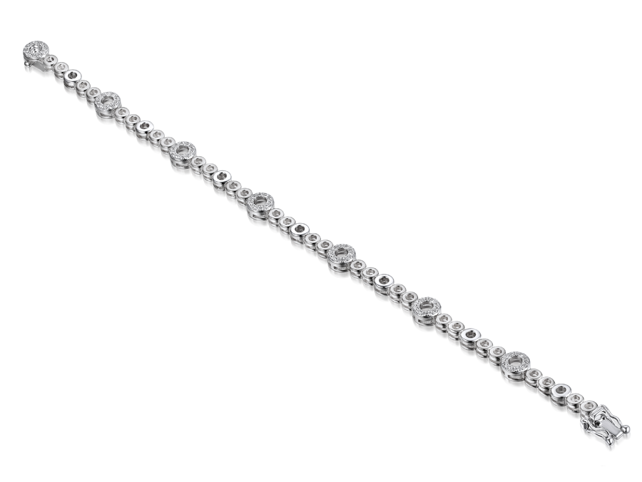 Silver and Cubic Zirconia circle link bracelet