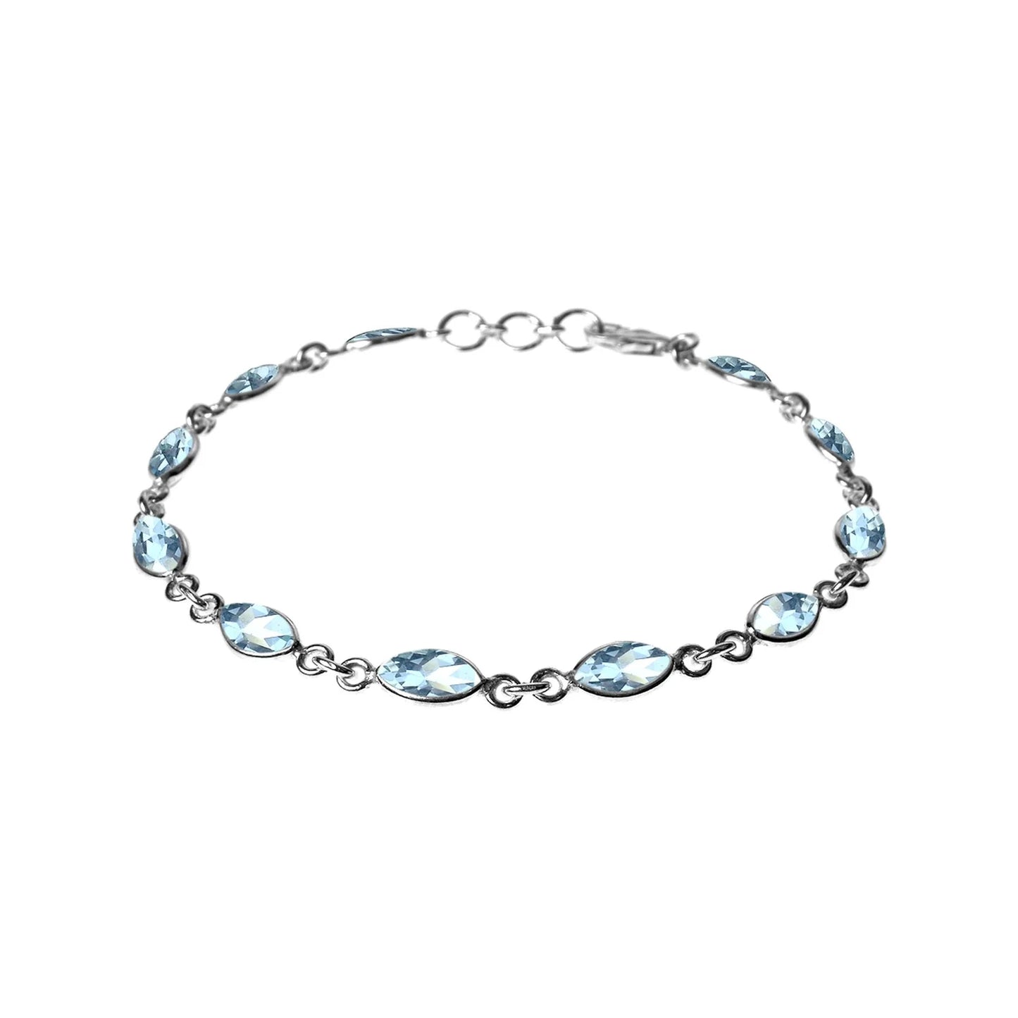 Silver and Blue Topaz marquise bracelet.