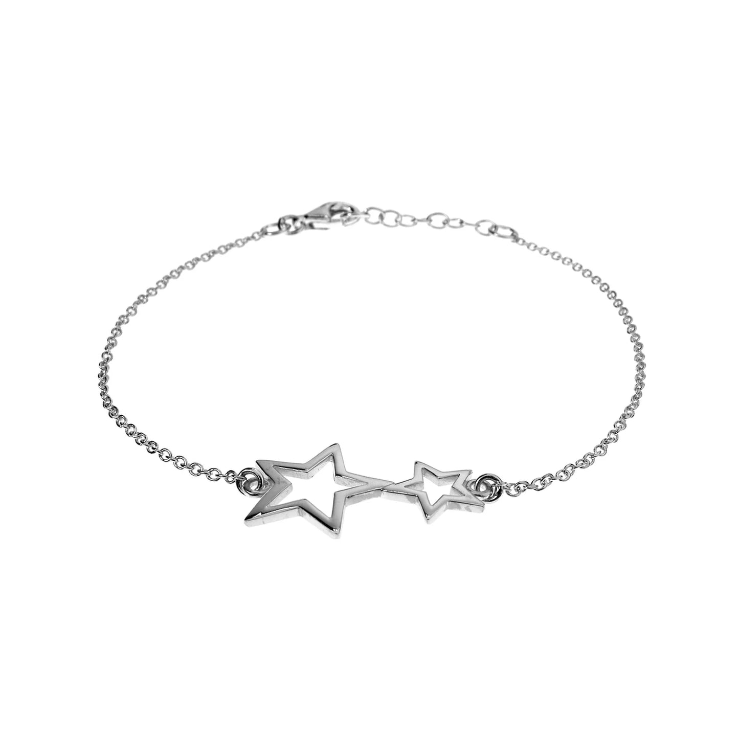 Silver double star bracelet.